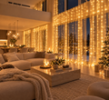 600 LED Curtain Fairy Lights     Dimensions: 19.7 ft (W) × 9.8 ft (H)
